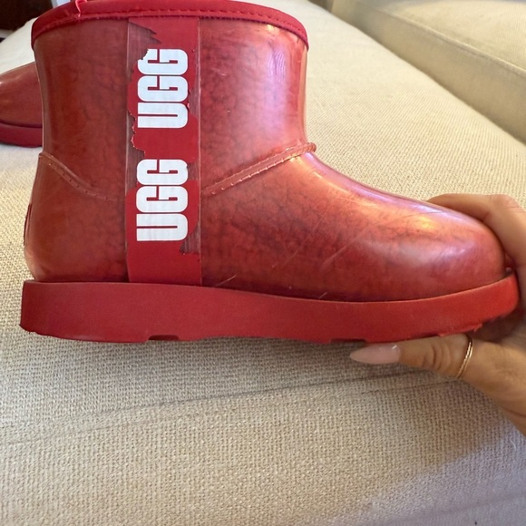 UGG Classic Mini Girls Kids Clear Red Boots - Picture 2 of 11